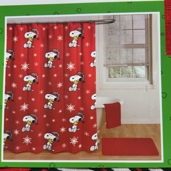Peanuts Bath Peanuts Snoopy And Woodstock Fabric Shower Curtain Christmas Hollidayswinter